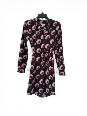 LOFT Black Flowered Long Sleeved Dress. Sz XS sm.